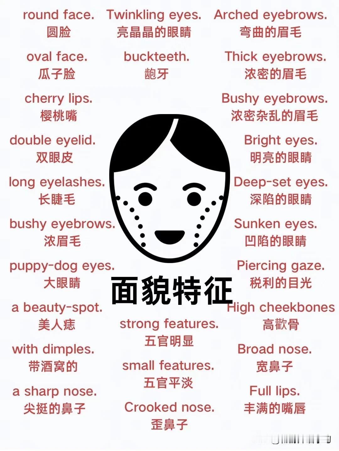跟“面部特征”有关的英语词汇