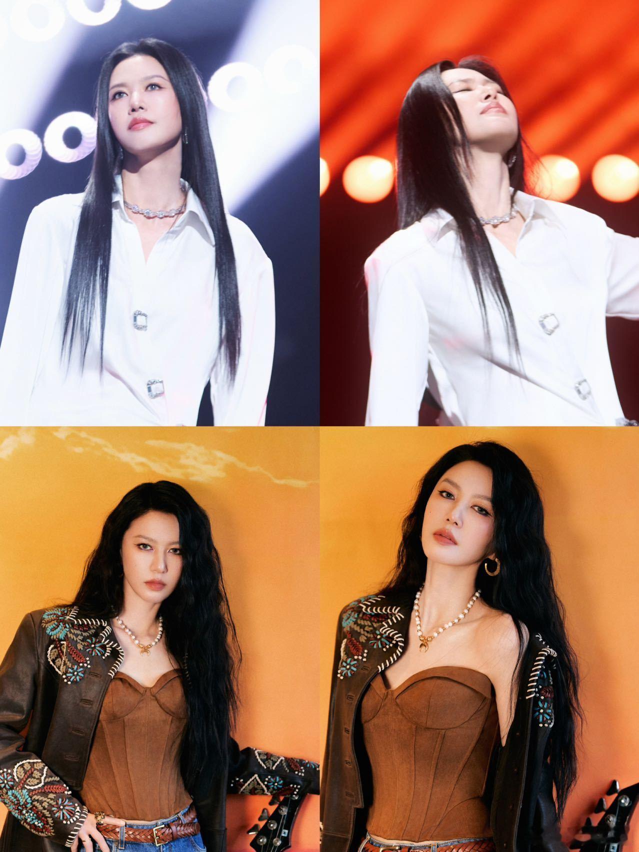 谭维维直发vs谭维维卷发 当直发利落垂下时是锋芒毕露的舞台女王，当卷发慵懒荡漾时