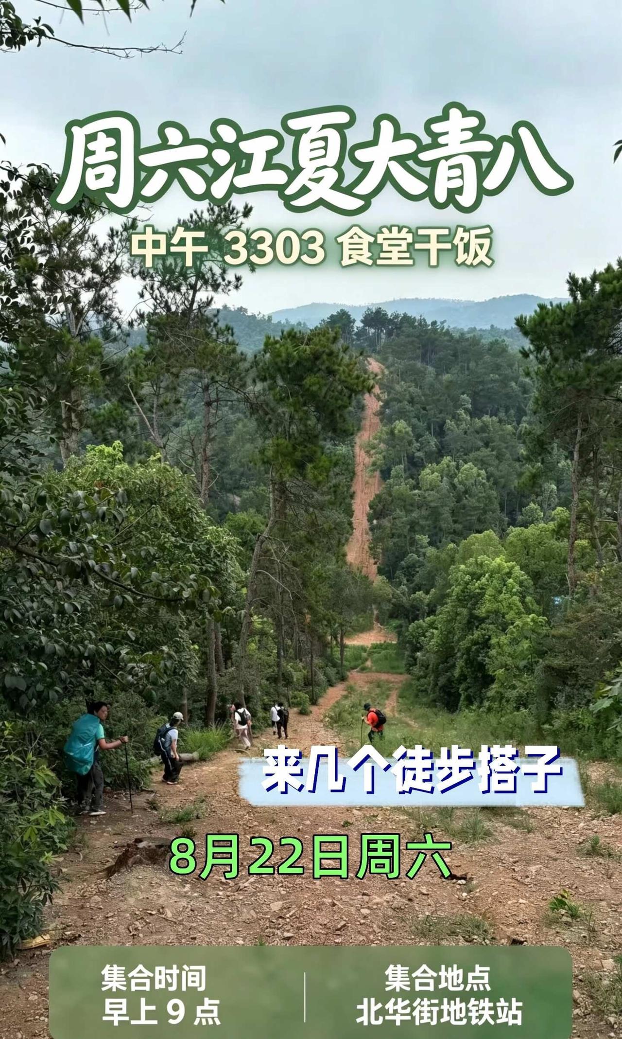 江夏大青八｜8.22周六徒步｜寻徒步搭子✨
🌿周末进山！冲江夏大青八山野徒步线