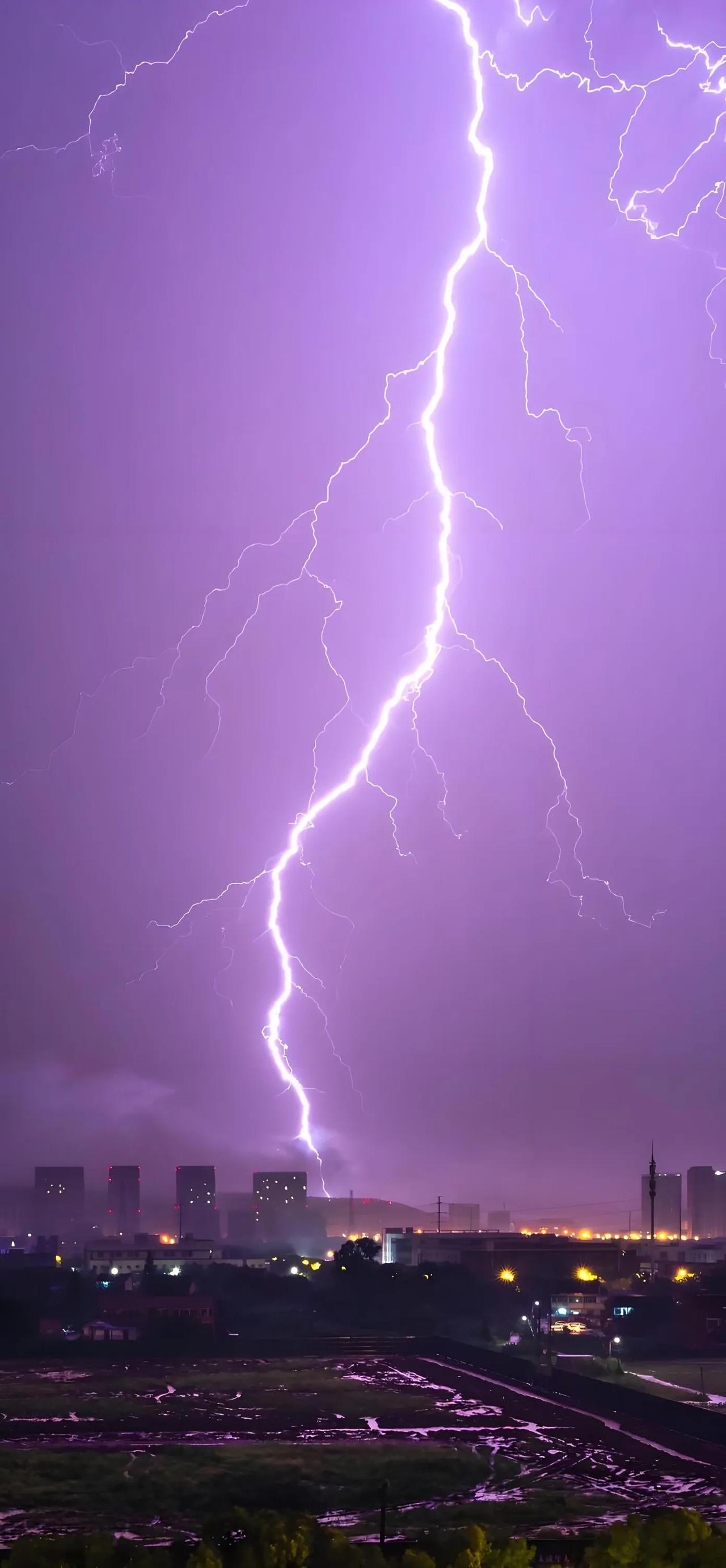 苏州暴雨夜惊雷劈落，网友：这闪电是渡劫现场？

昨晚苏州夜空被一道紫色闪电撕裂，