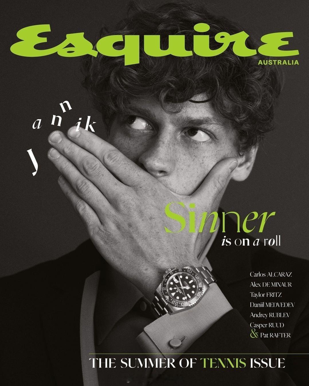 辛纳登上《Esquire》澳大利亚版封面本期主题为“网球之夏”辛纳贵为世界第一和