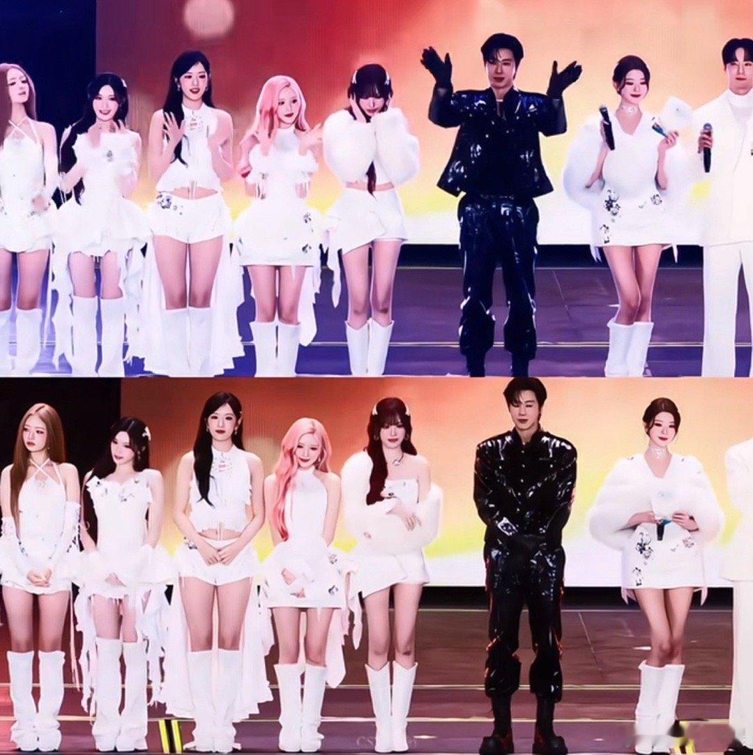 张元英真的是天生爱豆，一眼望过去，头比别人小一圈 