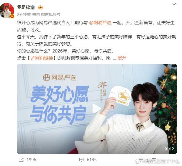 梓渝网易严选代言人 