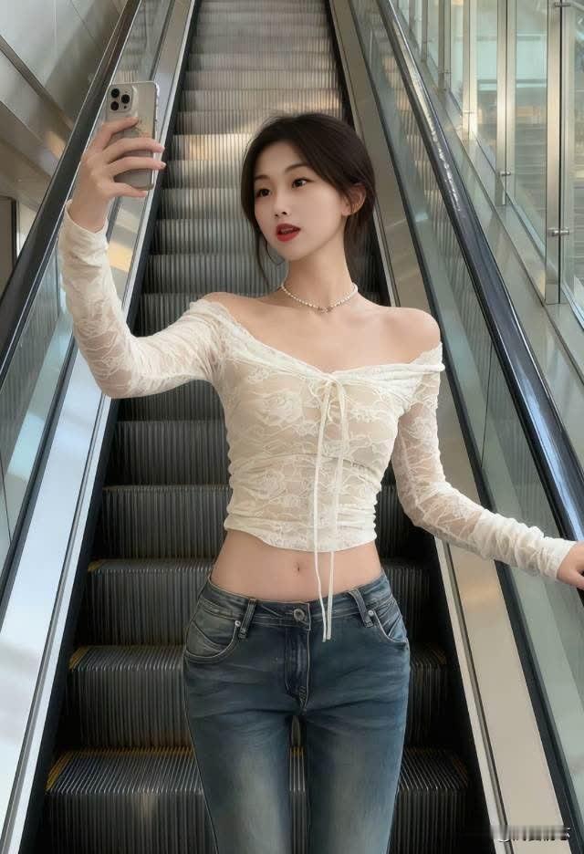 白色蕾丝上衣搭配牛仔裤，优雅又时尚拥有绝美身材,是种怎样的体验?