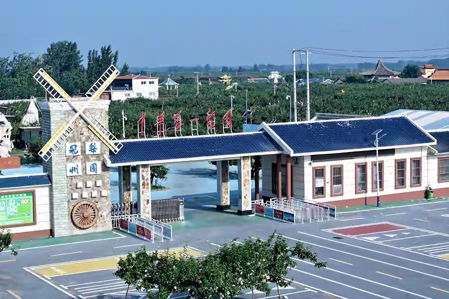 聊城市冠县中华第一梨园，夏天的梨园绿意盎然，几万亩梨树连成一片绿色的海洋，走在梨
