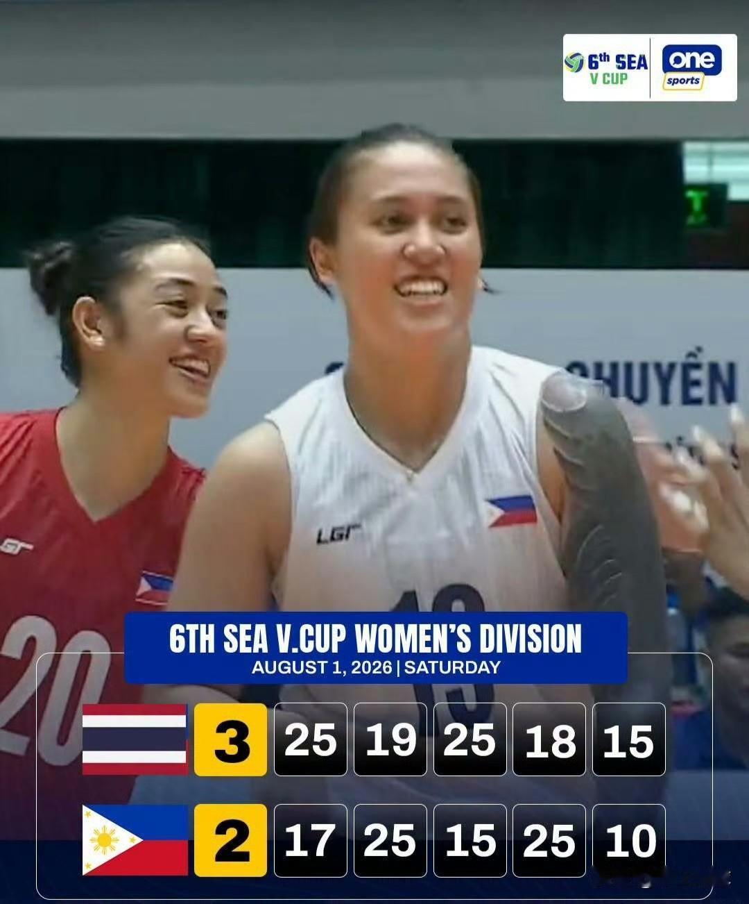 东南亚女排锦标赛，泰国女排3-2（25-17/19-25/25-15/18-25
