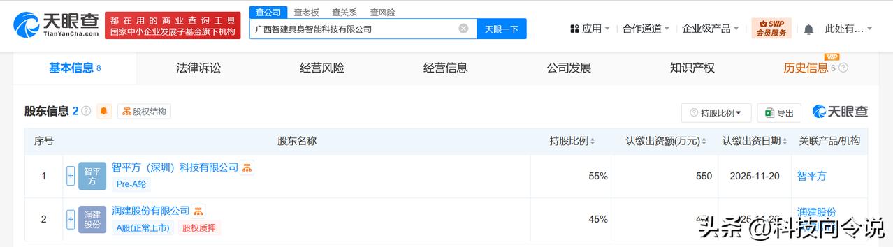 【润建股份等成立具身智能科技公司 注册资本1000万】
天眼查App显示，近日，