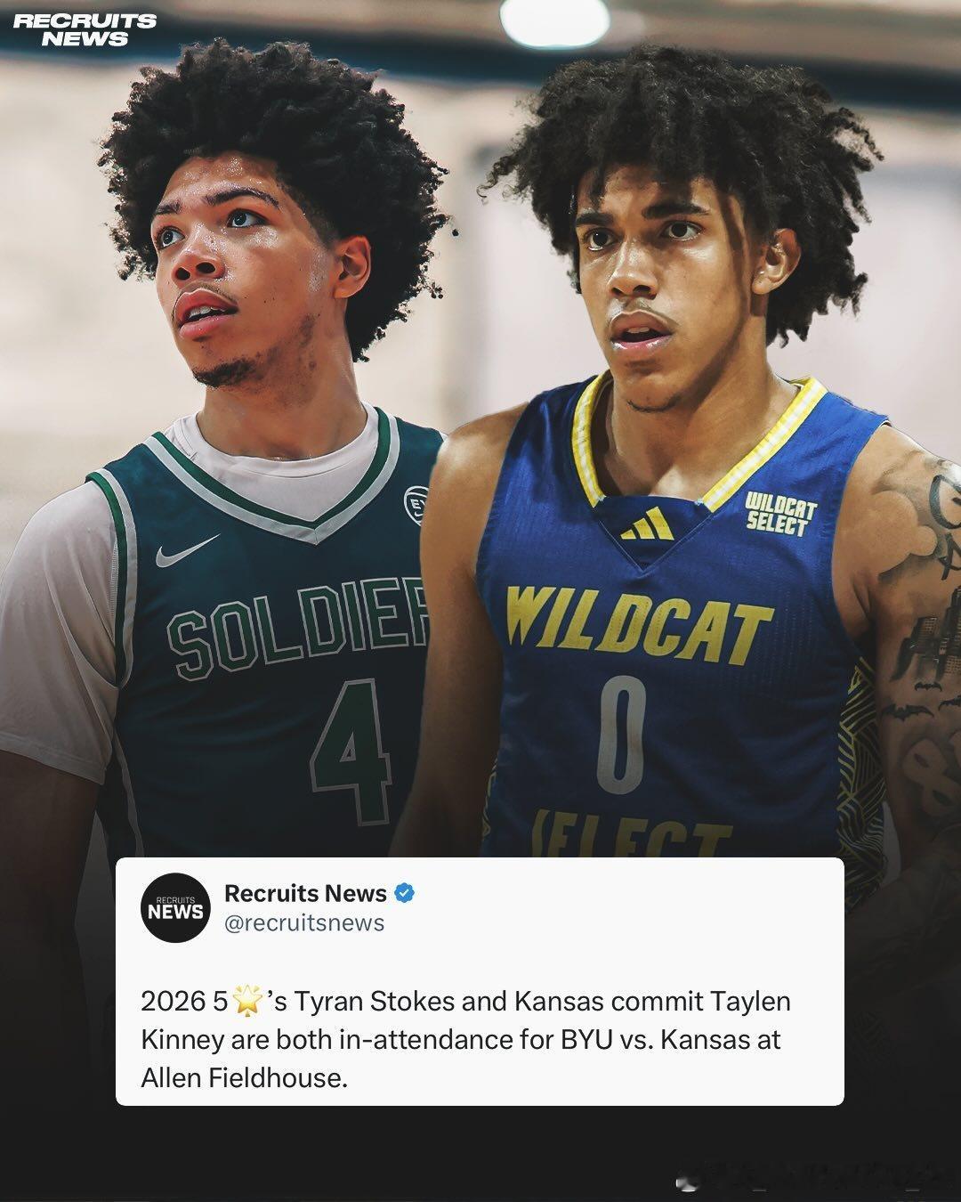 2026届全美第一高中生泰兰·斯托克斯(Tyran Stokes)与承诺加盟堪萨