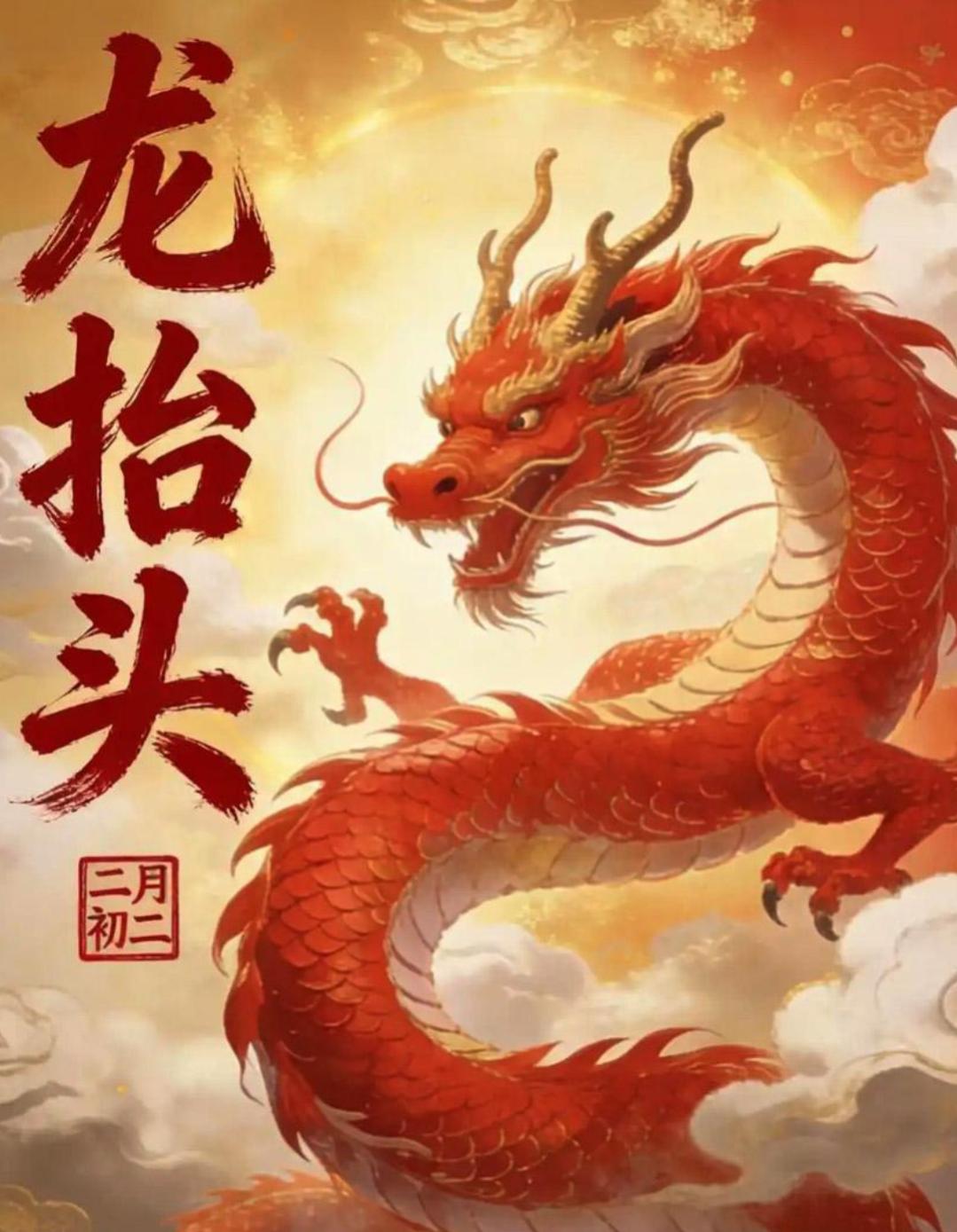 🌞二月二，龙抬头，鸿运当头好兆头！在这吉祥之日，愿你抬头见喜，春风得意，平安顺