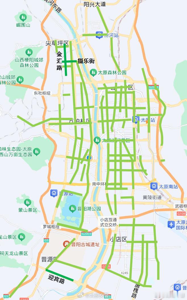太原新增3条绿波道路   7月12日，太原市公安局交管支队通报，迎宾路、摄乐街、