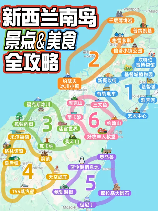 新西兰|南岛景点&美食详细攻略（附手绘图）