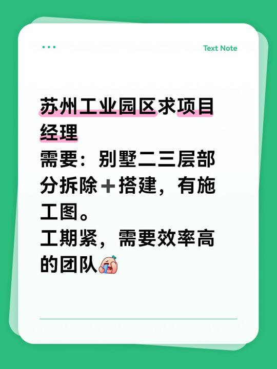苏州工业园区求负责的项目经理