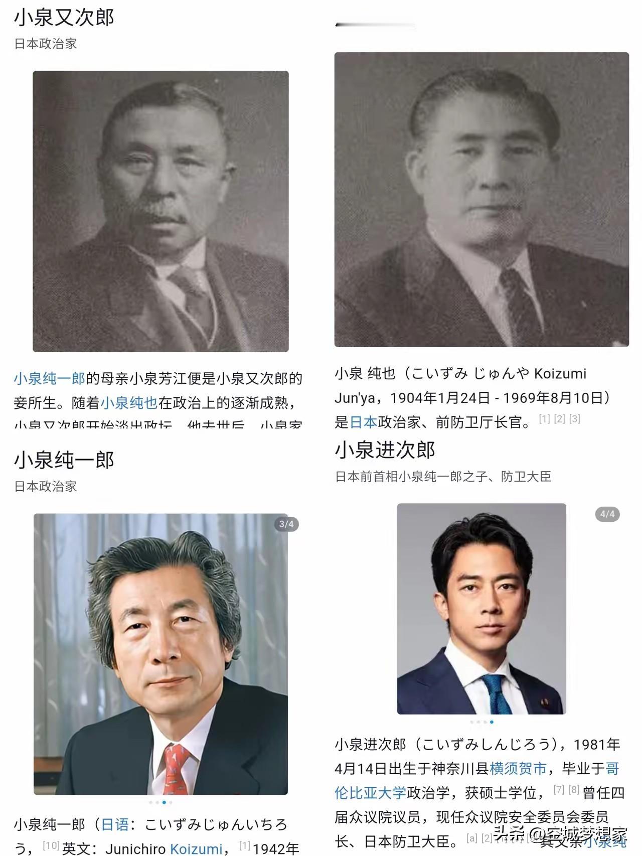 人到中年聊日本小泉政治家族：四代从政，看透日式政坛世袭底色
 
翻看小泉家族四代