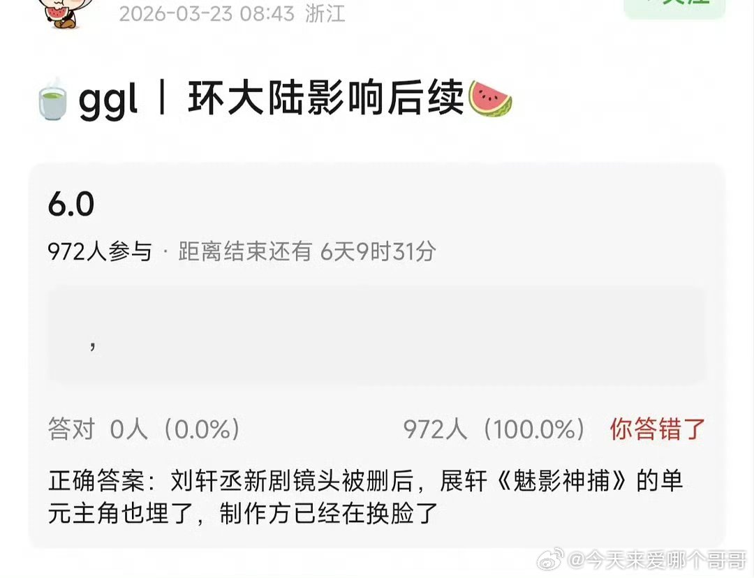 6.0副CP展轩《魅影神捕》的单元戏份也埋了，制作方正在换脸，感觉可以跟刘轩丞继