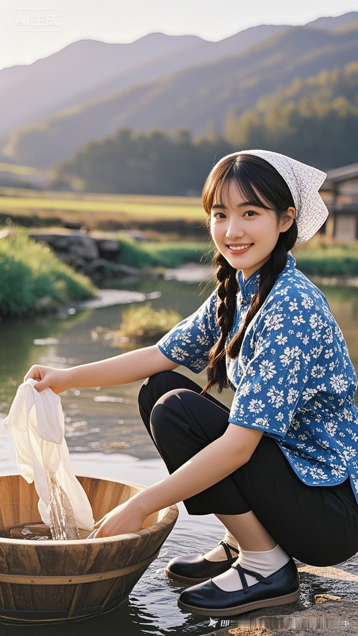 山野间的小仙女，手捧清泉，笑靥如花。