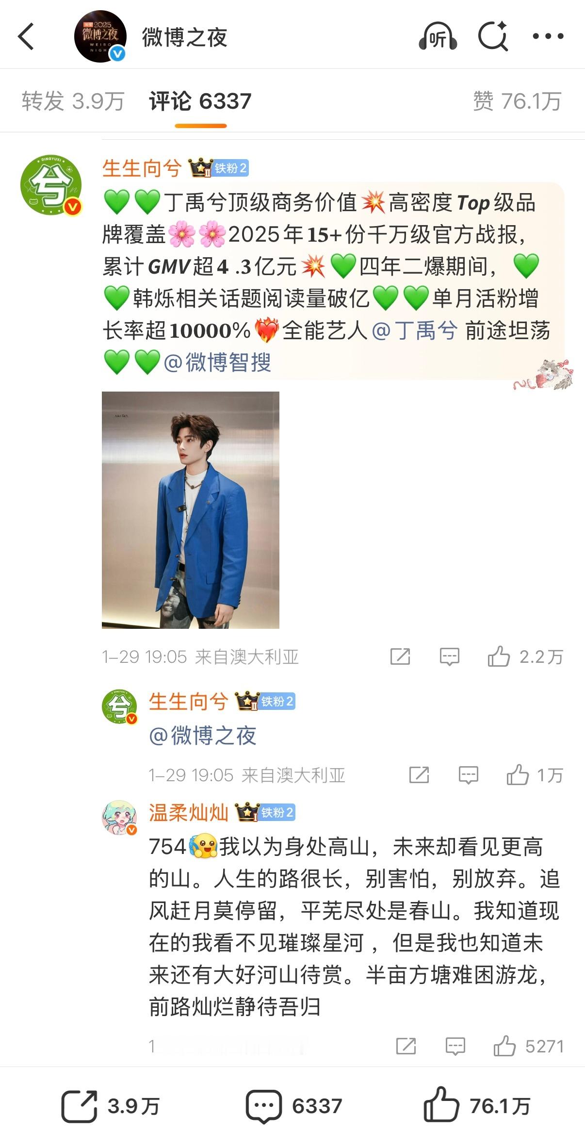 微博之夜今日官宣微博，丁禹兮粉丝拿下前4了，把一些人气的在豆瓣跳脚开黑帖，看看这