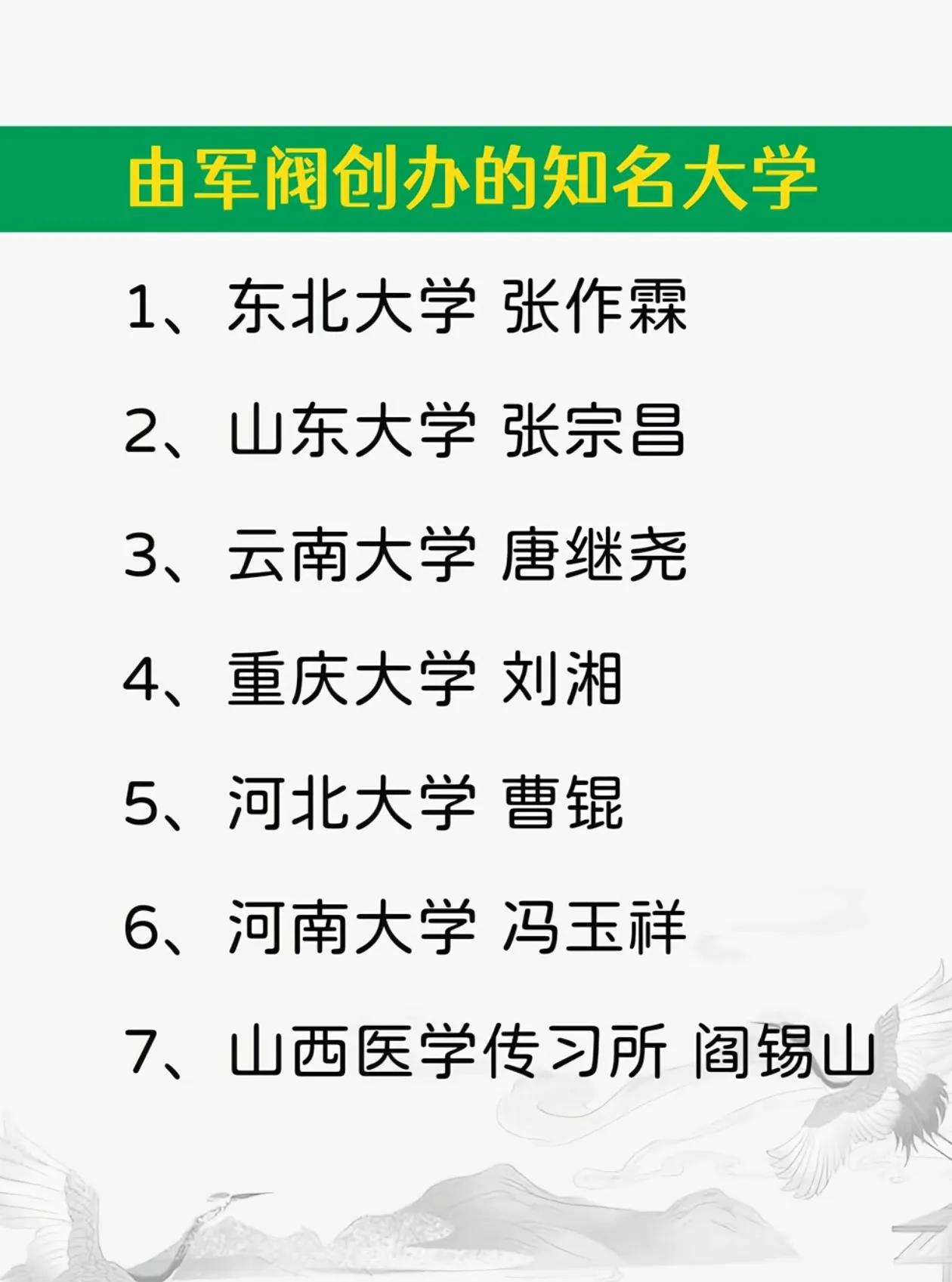 这七所大学都是由军阀创办的！