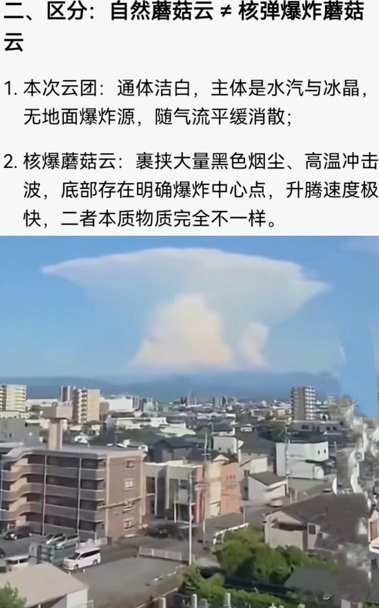 【日本地震，“蘑菇云”咋回事】
日本熊本地震，疑似“蘑菇云”出现在天空，有网友说