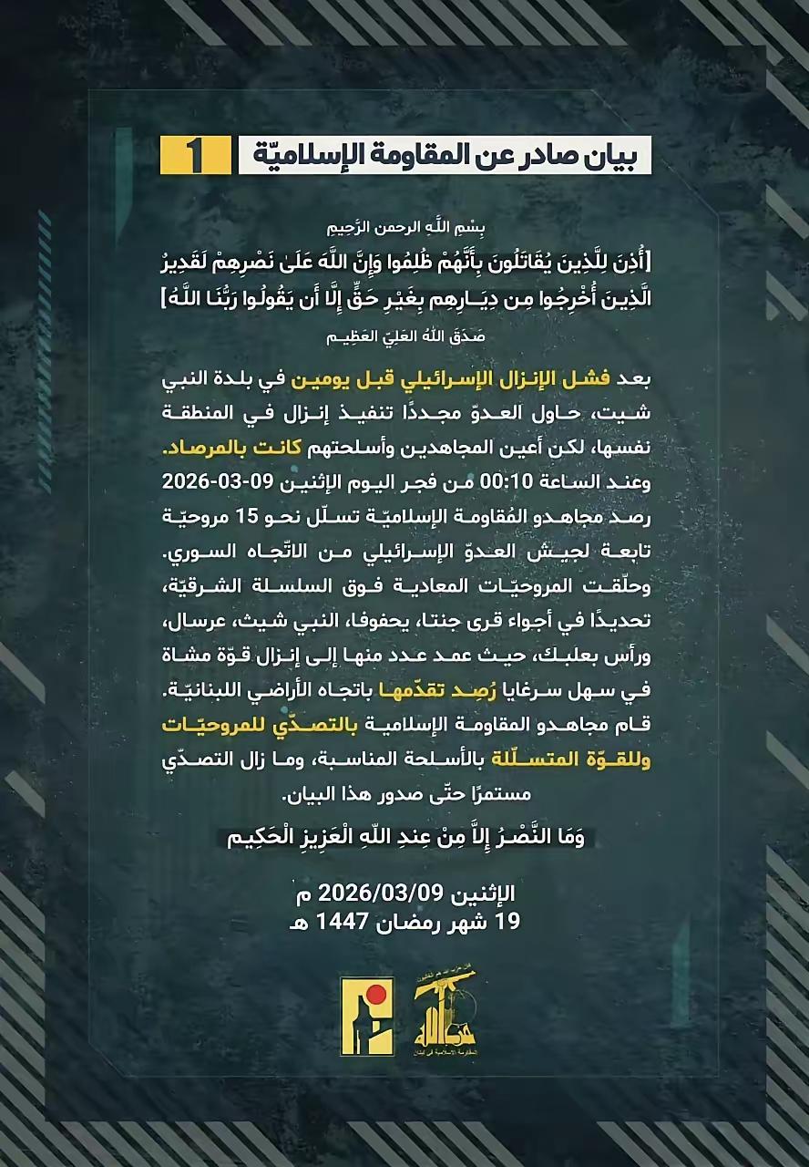 根据黎巴嫩真主党发表的声明，可知以色列国防军前两天投入4架直升机对纳比谢希特镇的