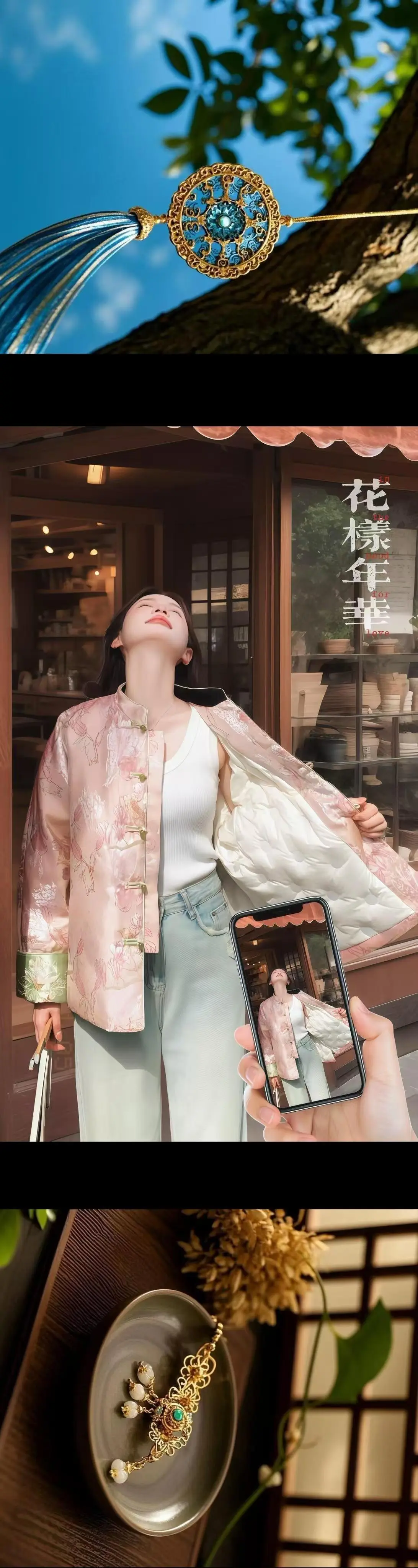 好爱我的中式羽绒服粉色温温柔，新中式缎面提花好美好浪漫，好适合新年和节...