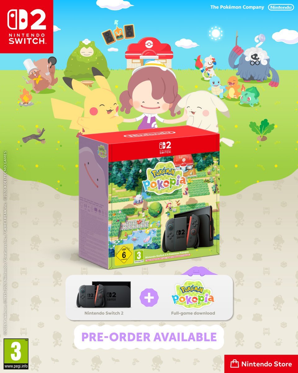 英国任天堂发布推文，表示《宝可梦Pokopia》Switch 2同捆套装将于7月