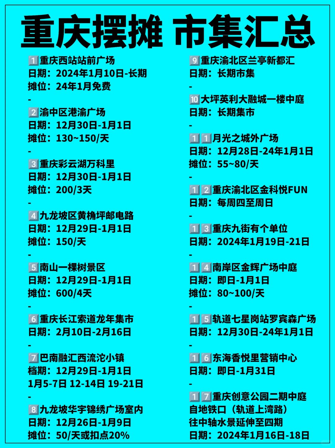 重庆市集｜集市摆摊｜摊主招募资讯汇总！