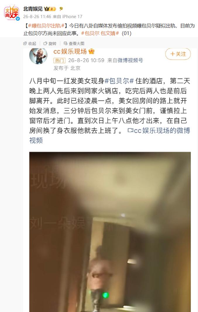他出轨我一点都不意外，或许同住的美女是包文婧呢？

对于包贝尔出轨这个事，目前工