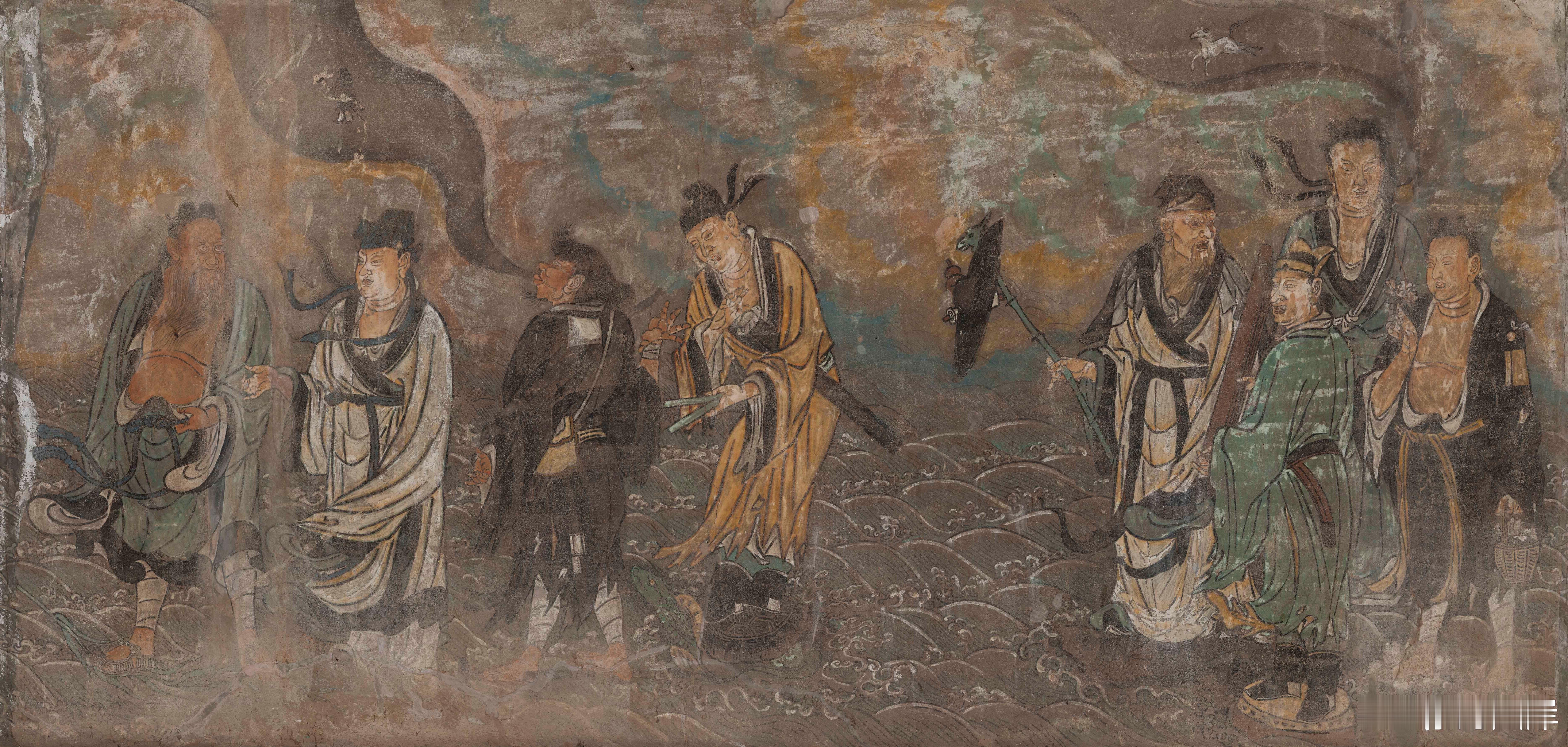 山西芮城永乐宫纯阳殿（供奉吕洞宾的专殿）的《钟吕论道图》和现存较早的《八仙过海图