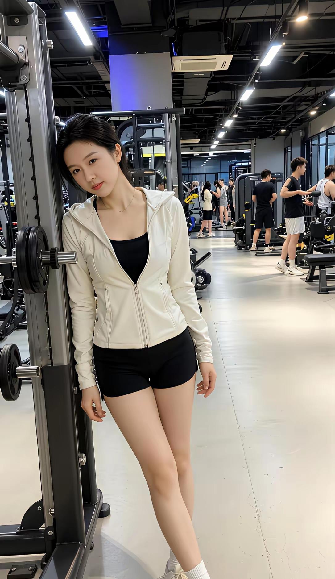 健身房打卡，运动女孩的一天💪🏋️‍♀️健身房照健身女私照 健身房锻炼记录