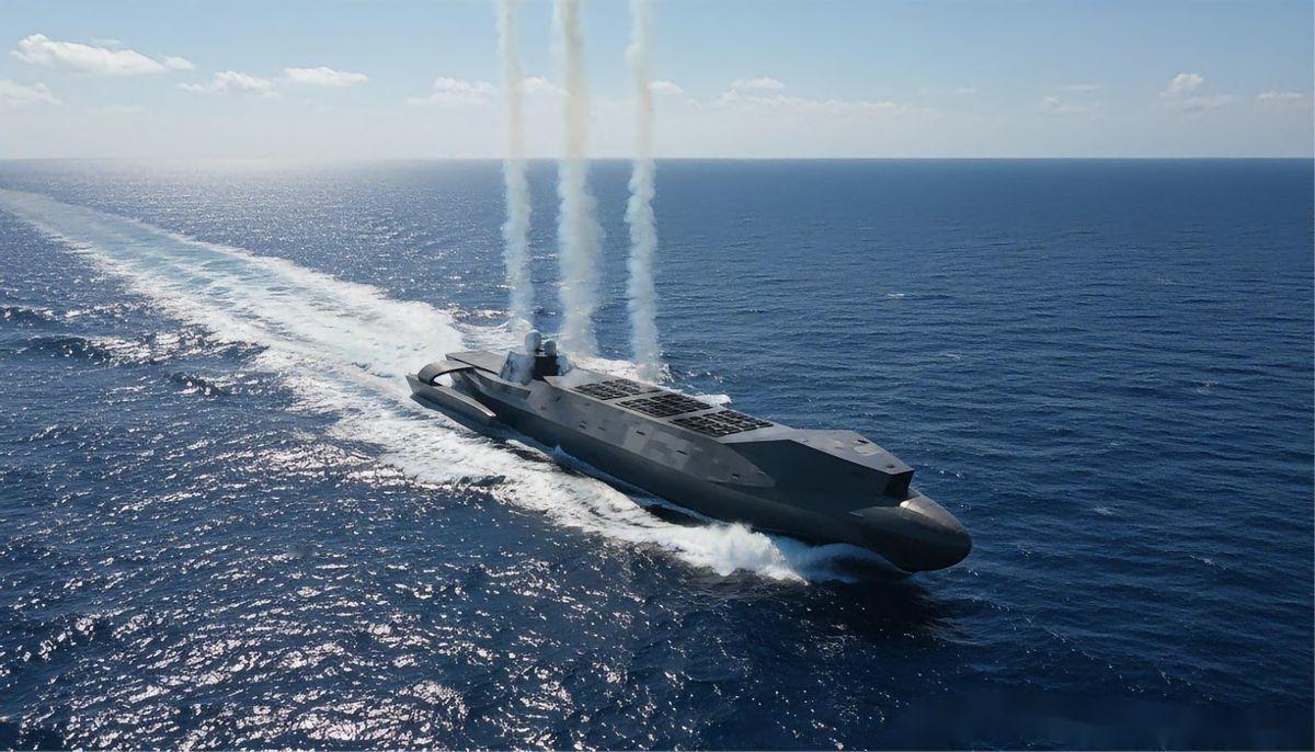 感觉这是要单挑全世界的节奏啊！
 
美媒报道，中国的港口出现了一艘三体船。这艘船