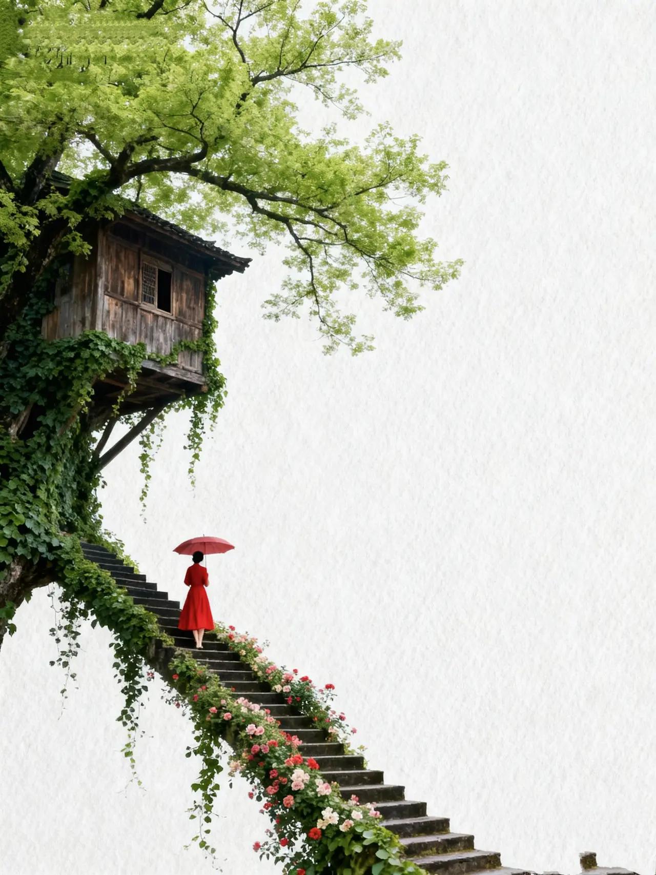 晒图笔记大赛 青树绕古楼
花藤缠石阶
红伞红衣的身影
拾级而上
似揉碎一抹晚霞