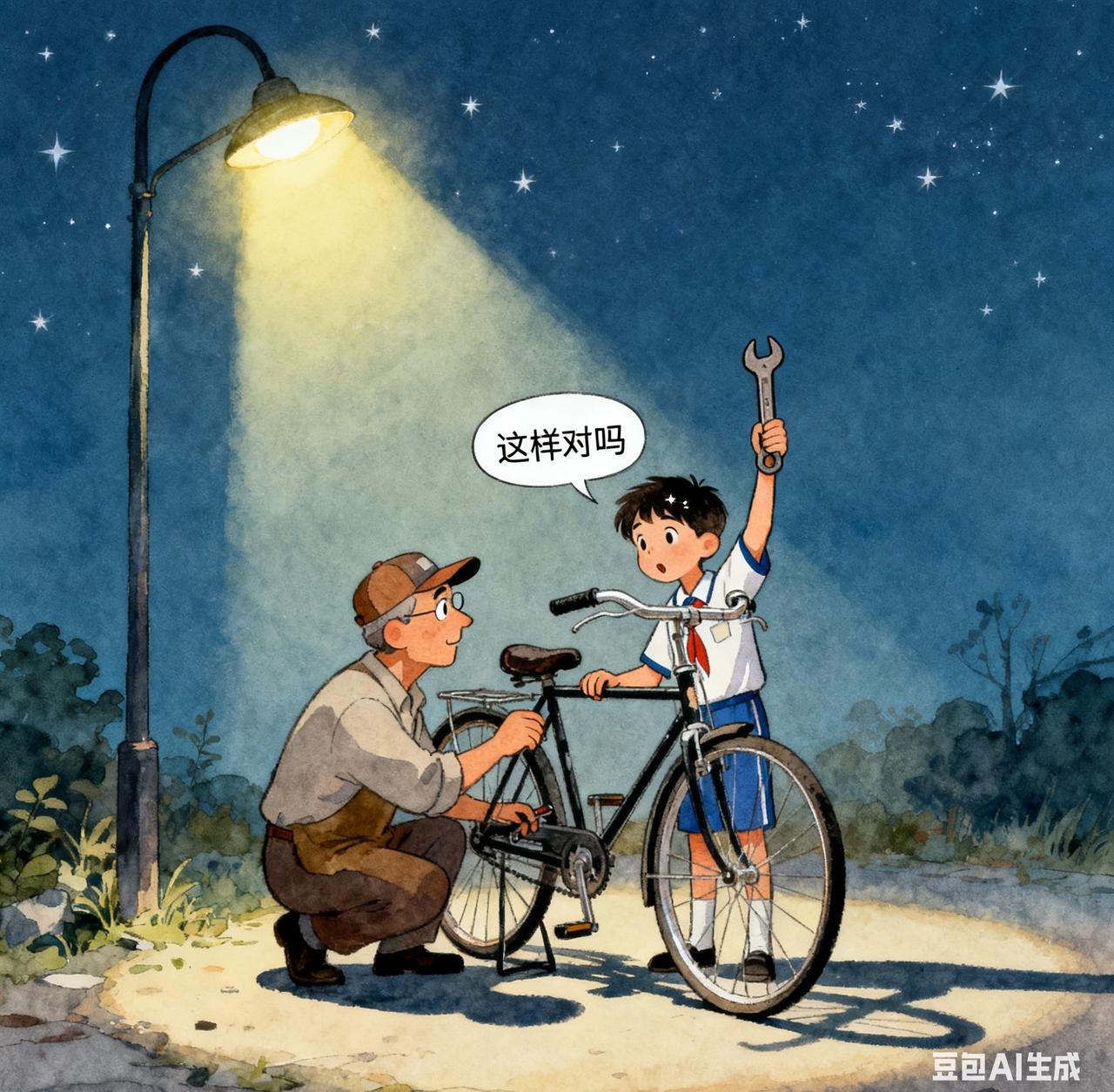 路灯下的修车匠
小区后门的修车铺总亮着暖黄的灯，老板老周总戴顶洗得发白的蓝布帽，