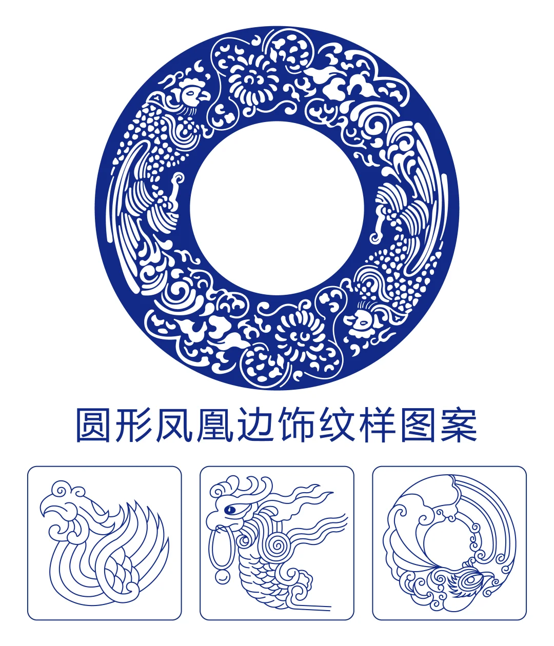 圆形凤凰边饰纹样图案