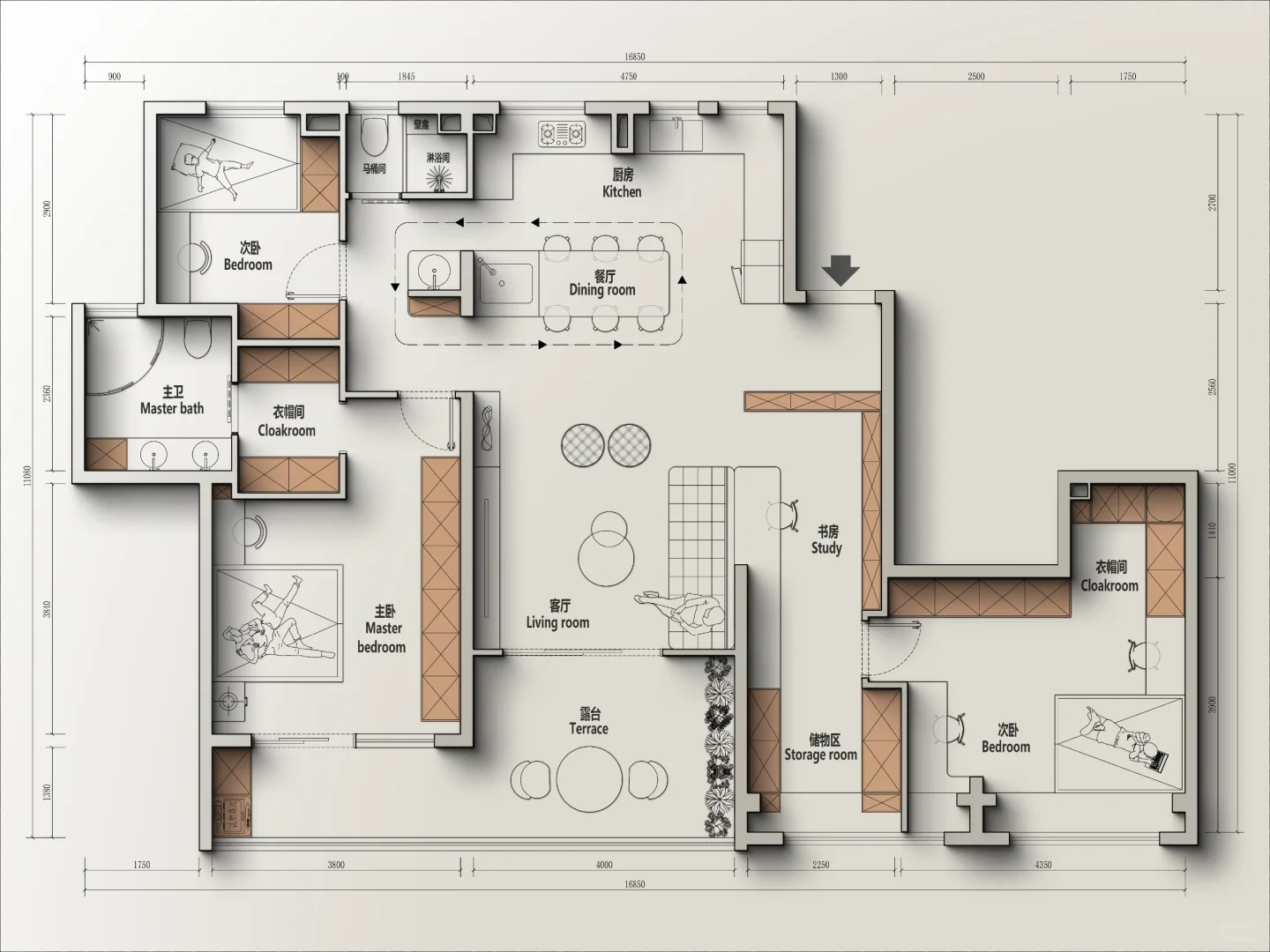 🍁户型改造丨湖北128m²户型优化