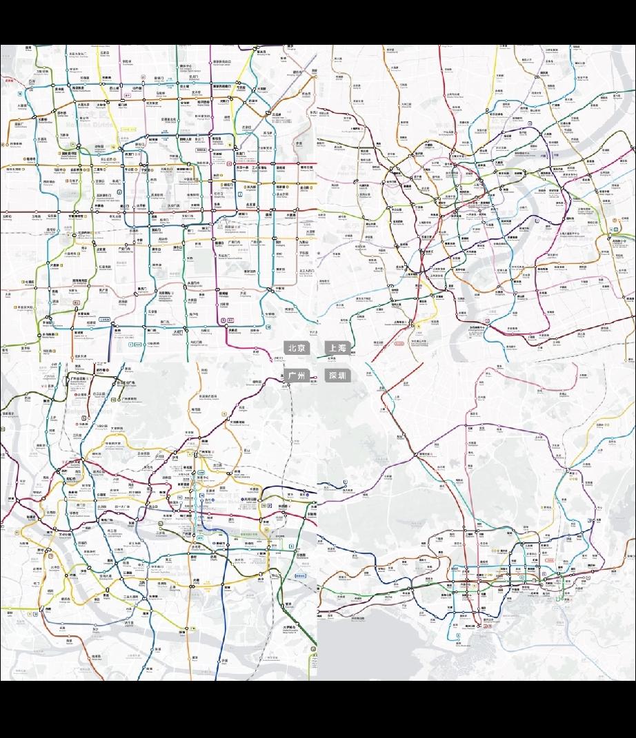 深圳城区形状太独特了，以至于虽然关内地铁密度很高，但总体观感上远没有其他城市从中