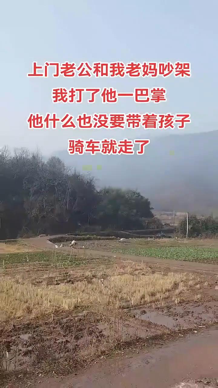 上门老公和我老妈吵架，我打了他一巴掌，他什么也没要带着孩子骑车就走了。