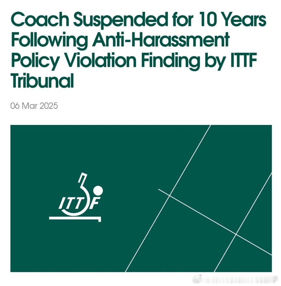 ITTF：国际乒联仲裁庭裁定Xu Ke违反反骚扰政策被停职10年国际乒联诚信单位
