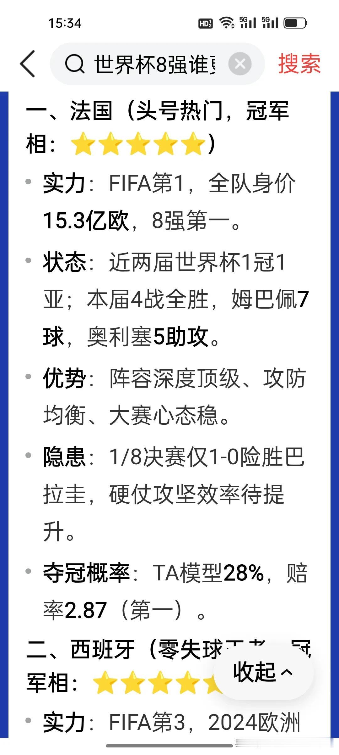 明天凌晨法国和摩洛哥的这场1/4比赛几乎决定本届世界杯最终的夺冠格局。

法国坐