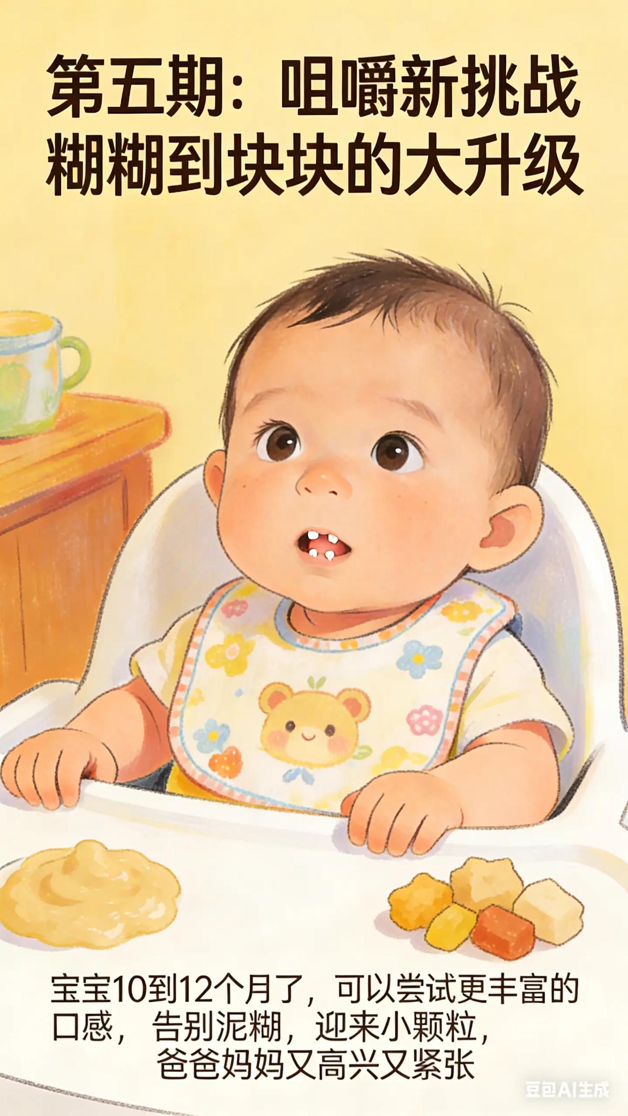 0-3岁喂养与饮食：5.咀嚼新挑战。宝宝 10 - 12 个月，眼看其他宝宝都能