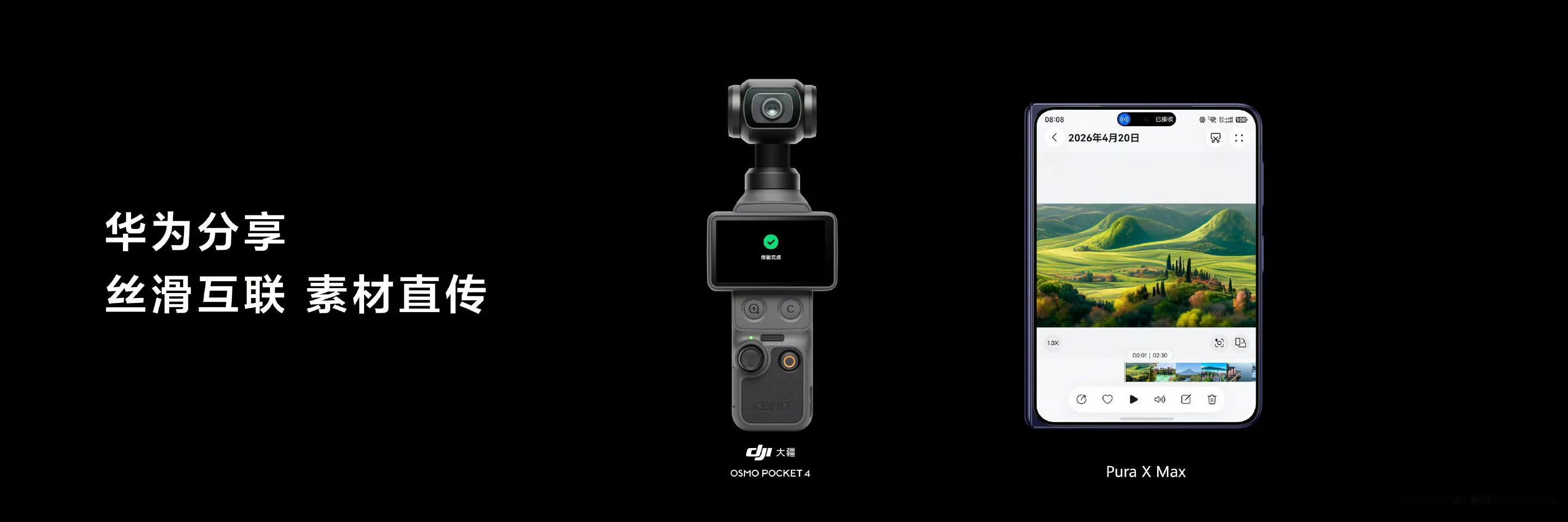 华为puraxmax搭载麒麟9030pro拍完即传，传完即剪——Pocket 4