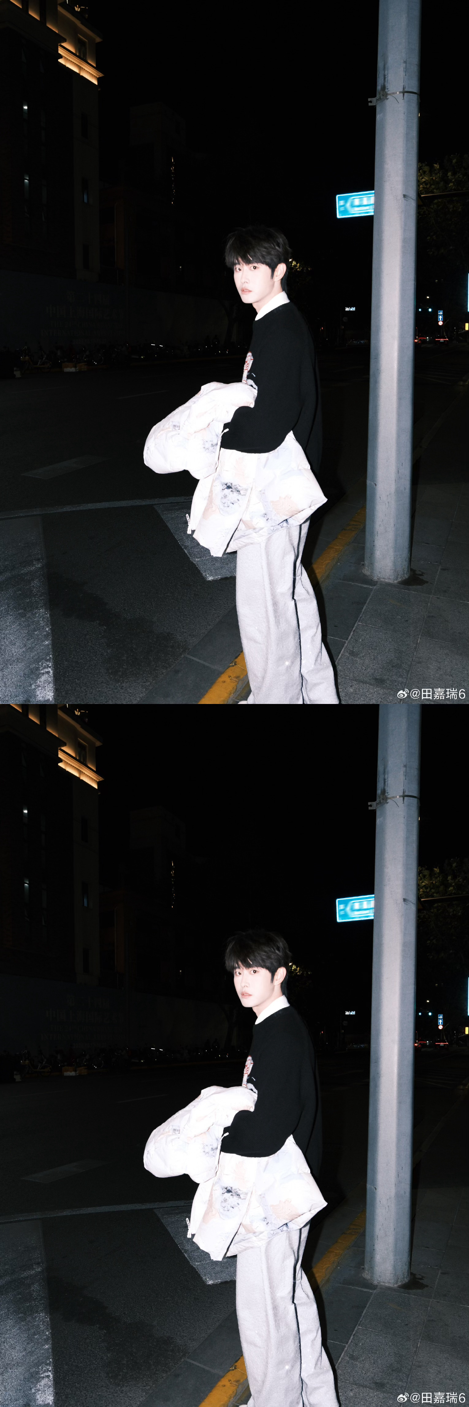 田嘉瑞上海街头野生街拍六宫格，好帅的小田，笑容甜甜甜