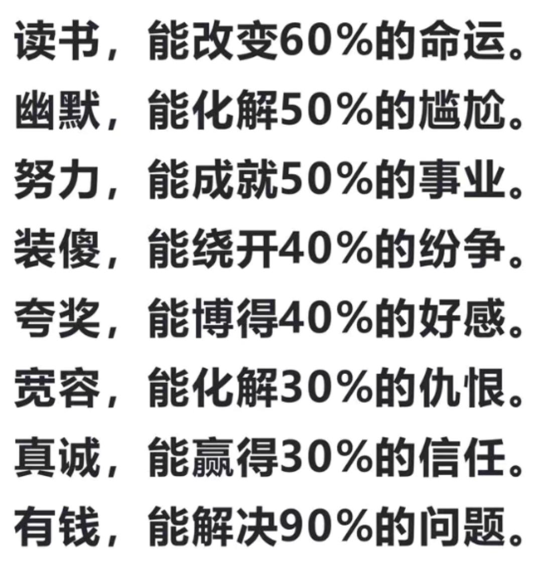八条生存铁律的第一条就能改变60%的命运，最高的是第八条，能解决90%的问题。