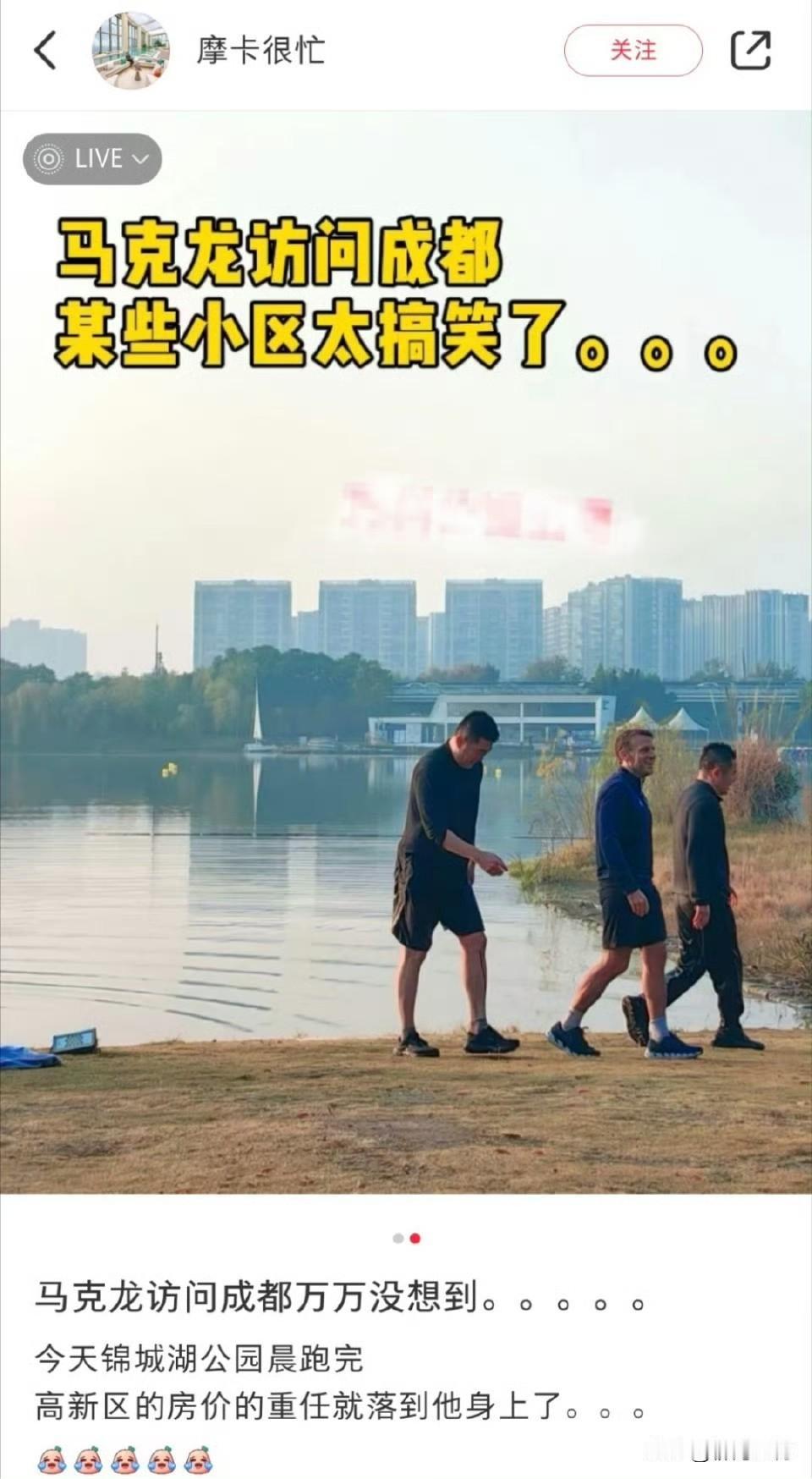 这下圈粉了，
不仅跑遍了锦城湖，
还跑进了成都人的朋友圈。
今天清晨天还没亮透，