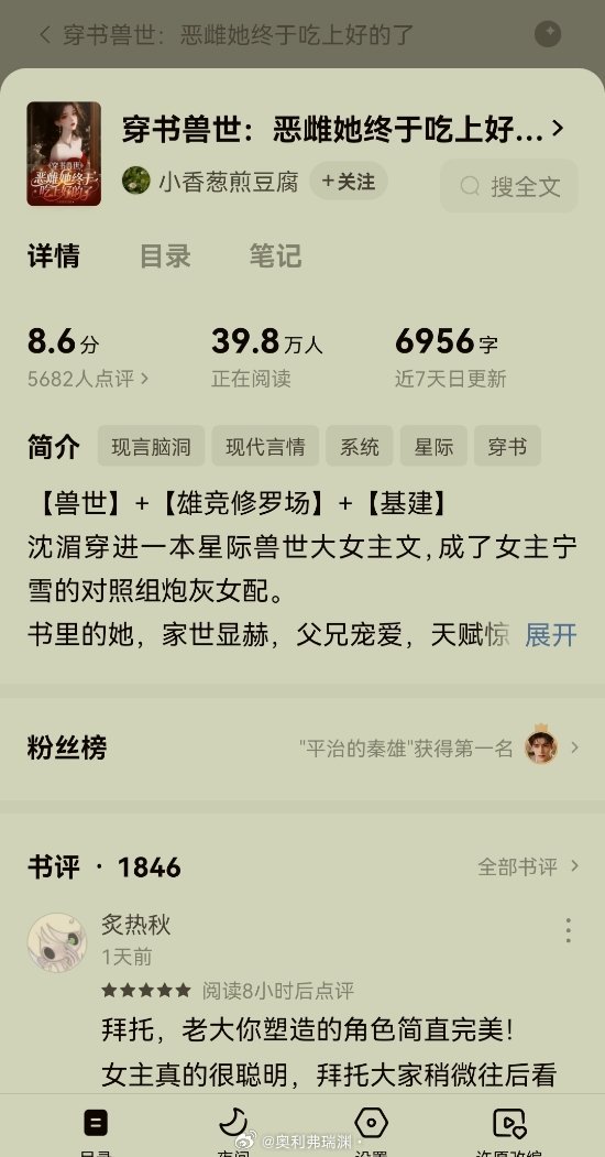哎呀！我按头安利这个！兽世文，好好看哎这个应该算bg？女主和好几个兽夫的，主要是