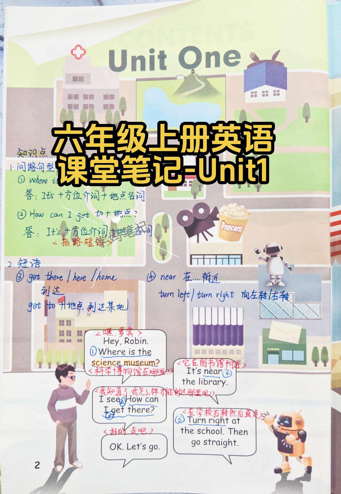 六上英语课堂笔记-Unit 1。从六年级开始，单元中的单词表有所上涨...