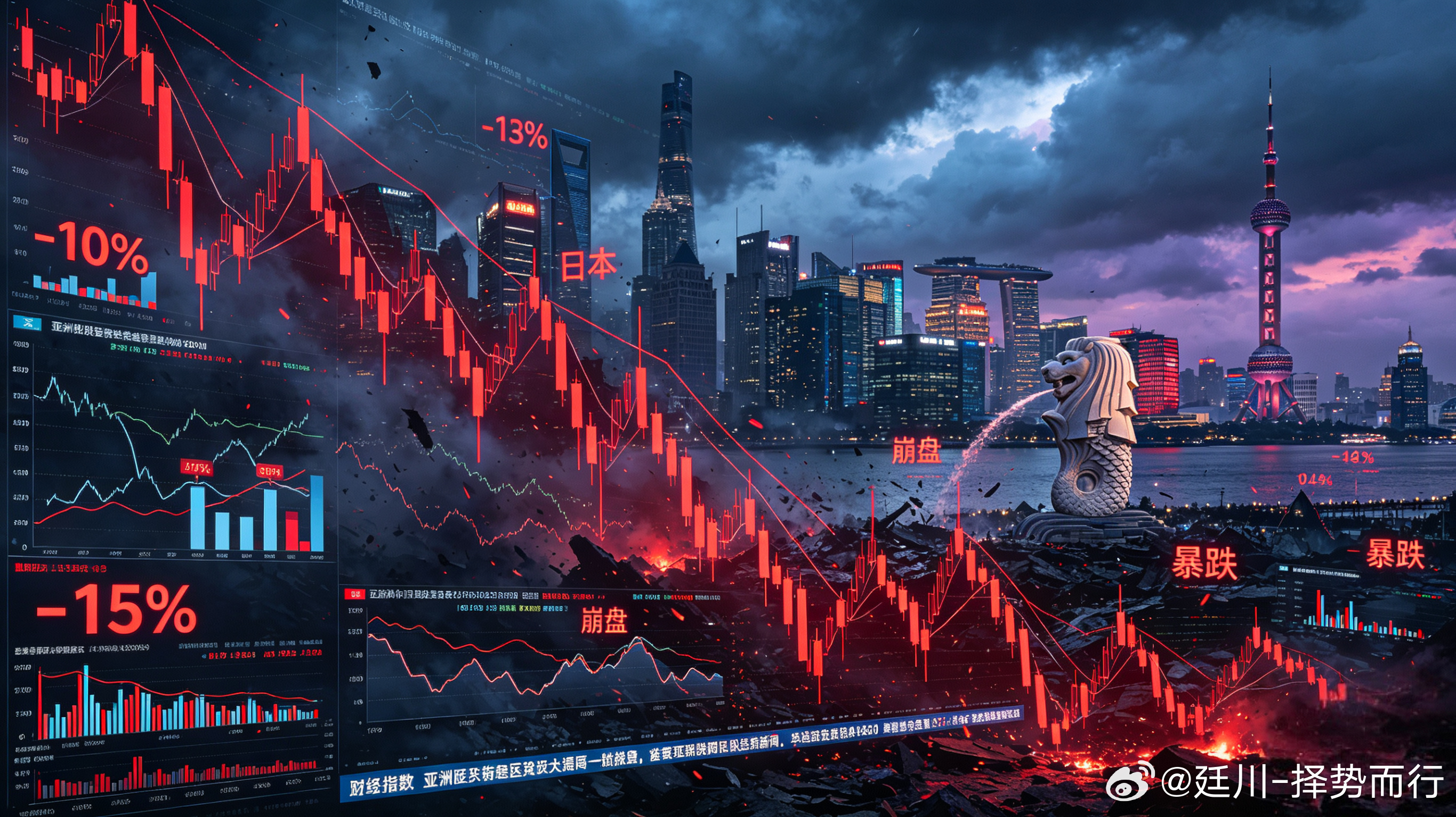 亚洲市场暴跌亚太市场整体走弱，市场避险情绪快速升温，资金避险需求明显提升，盘面波