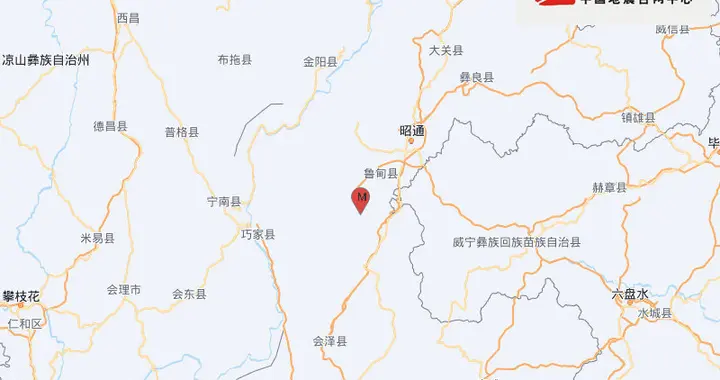 云南鲁甸发生4.8级地震 震源深度10千米