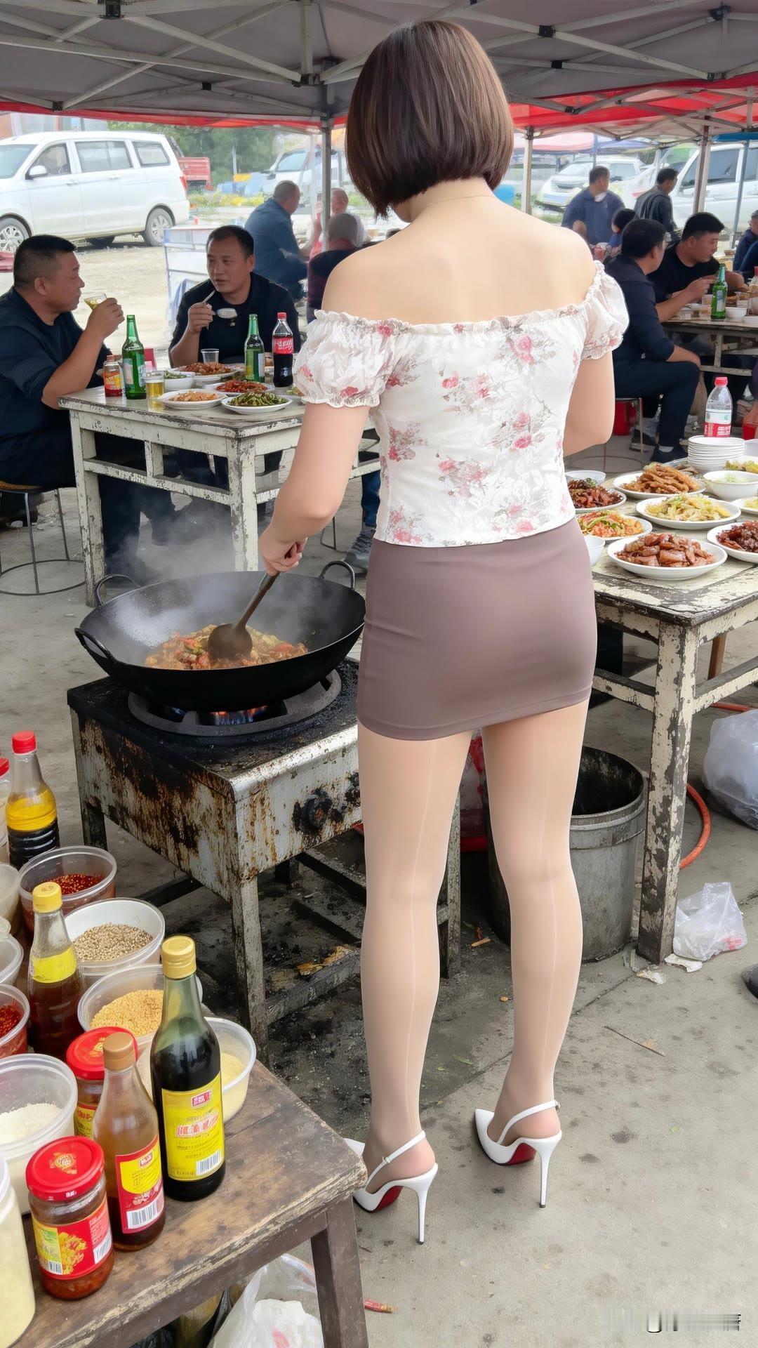 夏日生活打卡季整条小吃城数她摊位最火爆，老板娘颠勺手艺娴熟，待人热情周到，烟火气