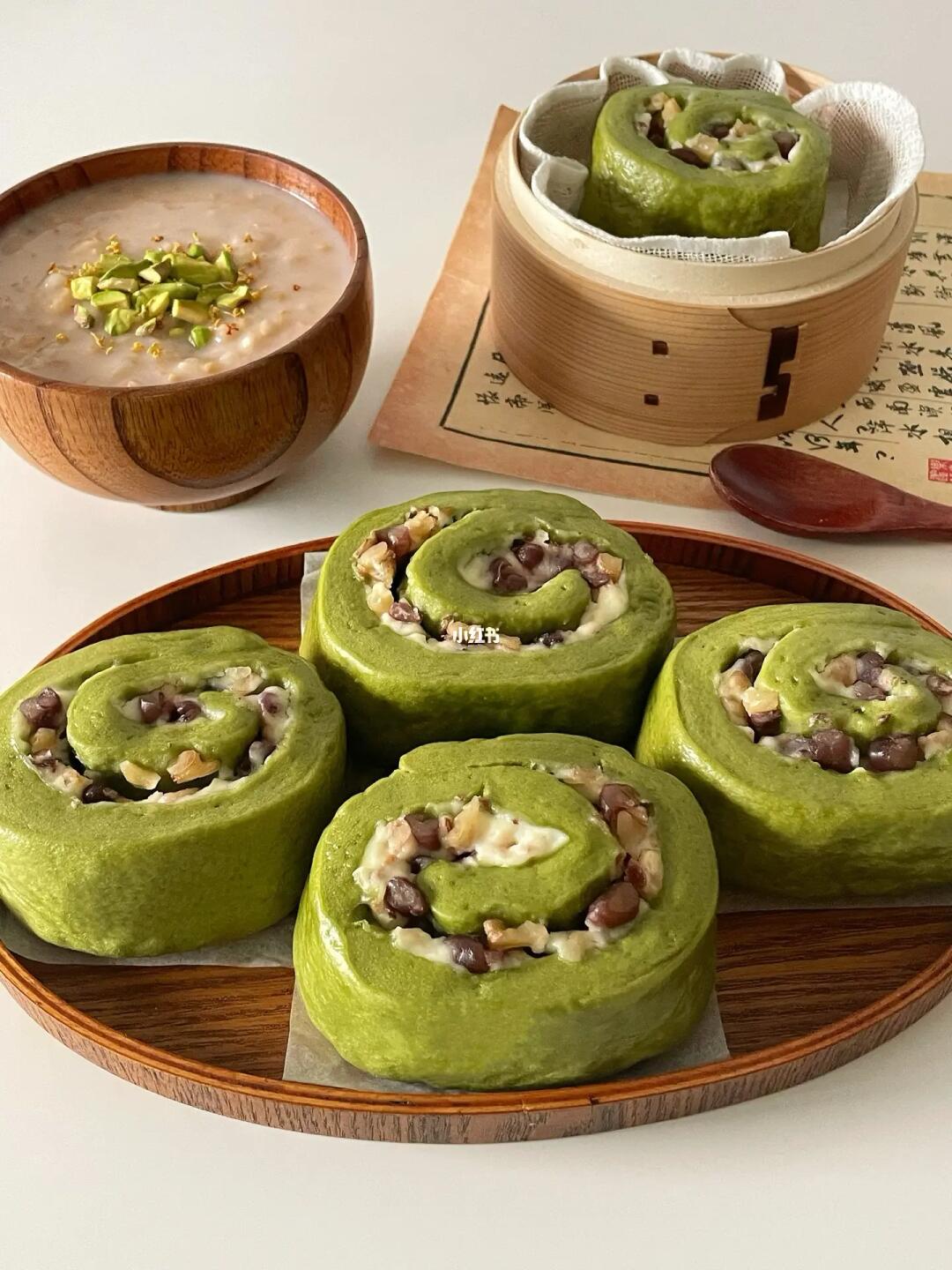 中式早餐🥢气血馒头卷🫘抹茶红豆核桃奶酪