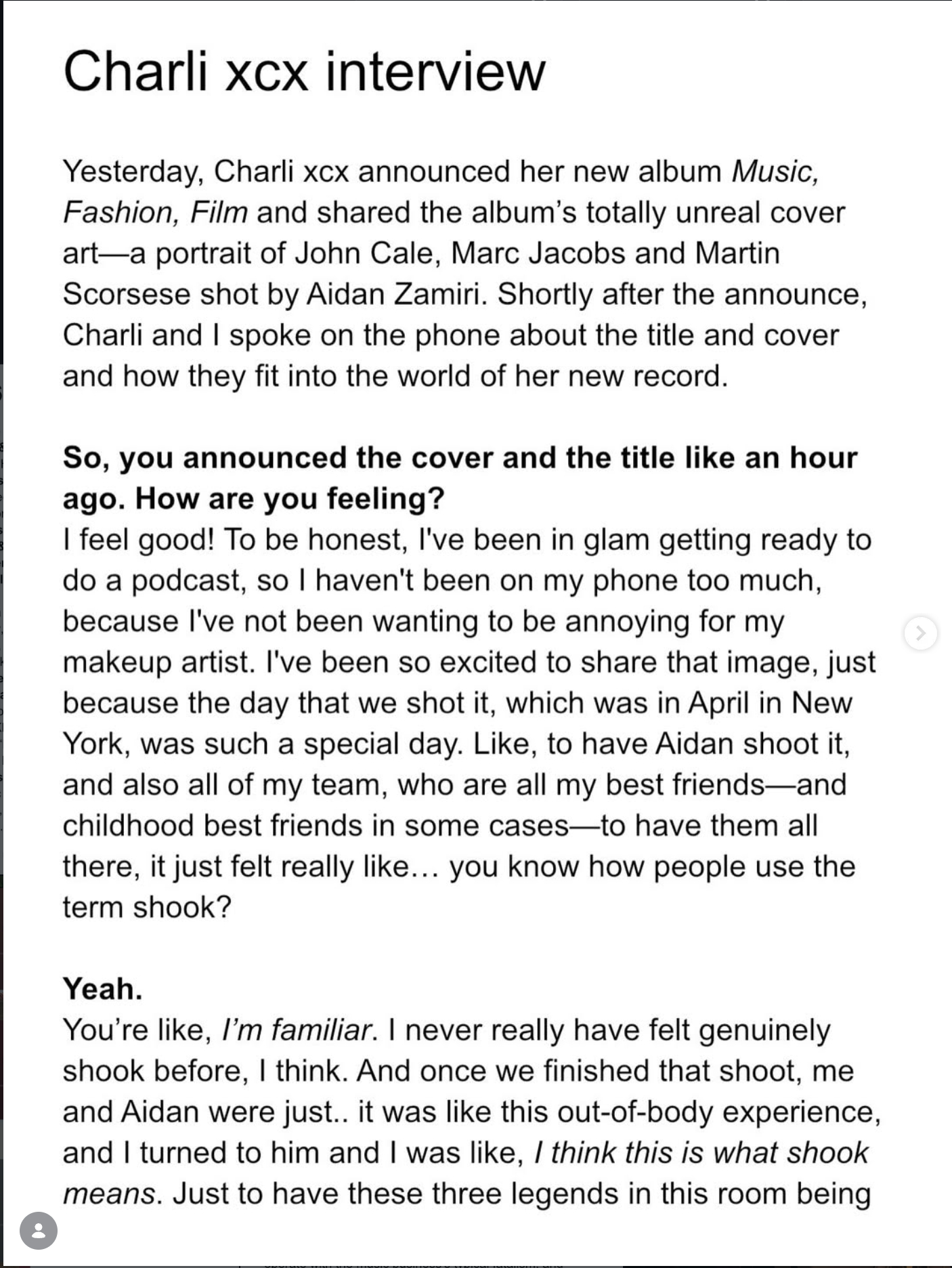 Charli xcx 谈新专辑『Music, Fashion, Film』：为什